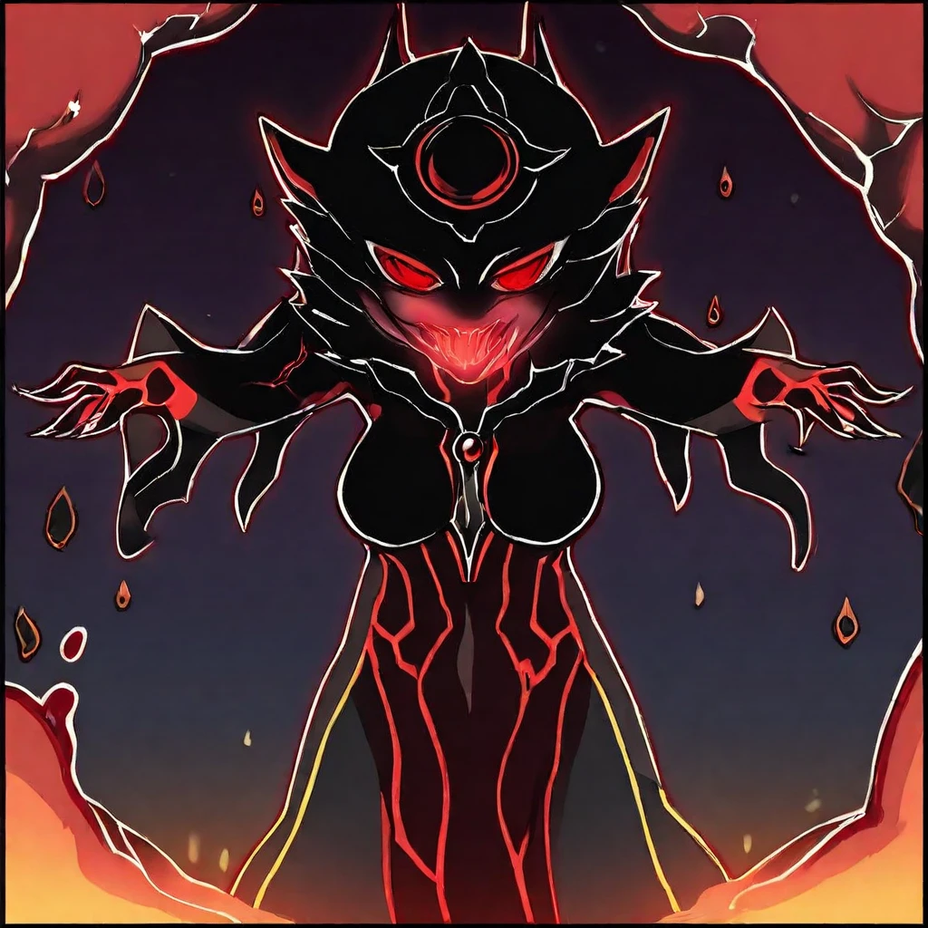 The Lord of Flesh and Blood Deformation is humanoid in shape.,The size of the body is immeasurable,Cruisers are incomparable。
①Head:The head is bright red in color,There are also dark red patches,There are sharp and prominent spots around the top of the head,A crown-like head。The upper part is black,Dark red lower part,The junction is a gradual transition。There are 42 thorns in total。
The eyes are slightly below the crown,Includes the human body from the left ear to the right ear,The facial area from the brow to the nose,Only one pair of upper and lower eye sockets,Sometimes only one giant eye is visible inside,And sometimes it shows thousands of eyes。Next is the mouth,When the mouth is fully opened, the upper and lower distance is extremely large,Can be closed。There are 84 teeth in the mouth,The lengths are equal,But slightly skewed。The tongue is long enough to reach the lower eye socket。
② Upper body:The chest cavity is also bright red,There is only a notochord but no tissue at the waist。There are rib-like white keratinous substances covering the outside of the chest cavity. Both hands are bright red in front of the elbows.,Elbow in right hand, three arms extended,Hands on the tips of arms,There are five fingers,Five long and sharp fingers。Ten arms stretched out from the left hand,The tip of the arm also has a hand,Same form as above。
③Lower body:Connect to the upper body spinal cord and extend downward,No human structure。When it reaches half the distance of the upper body, a Mobius ring of flesh and blood is formed.。Extending downwards is bright red flesh and blood.。Finally, the thickness of the Möbius strip gradually increases from the end to the bottom.