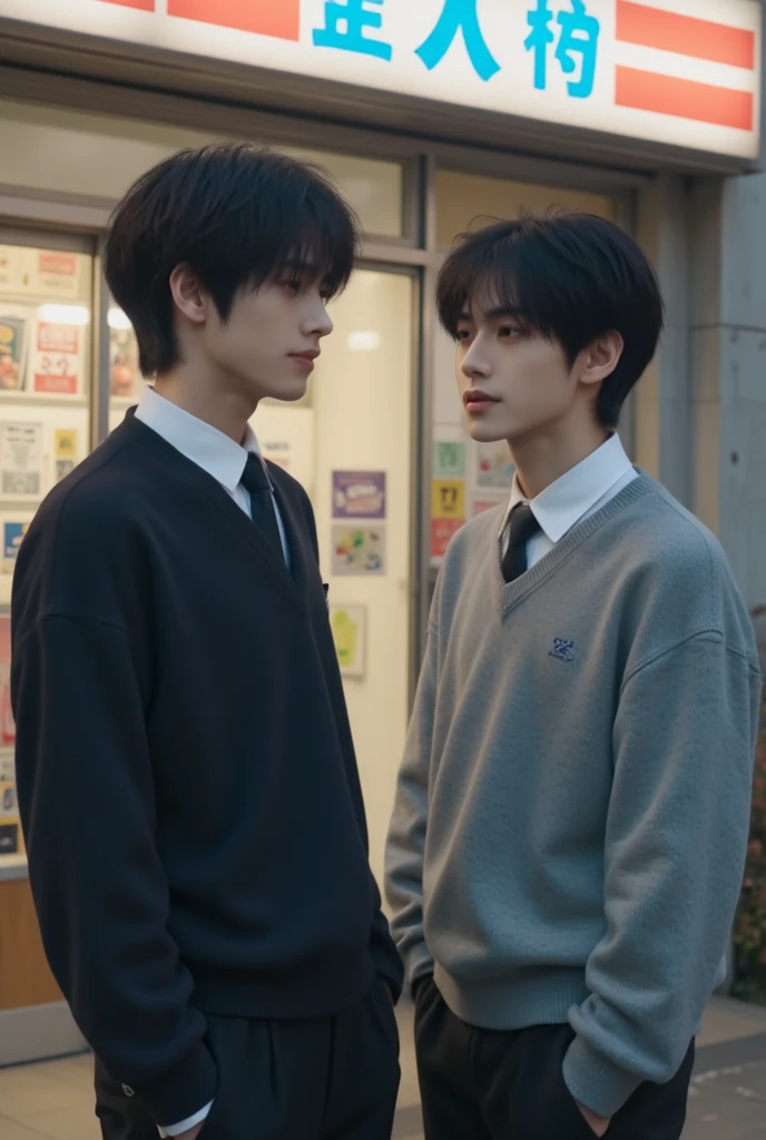 Two boys, smiling,