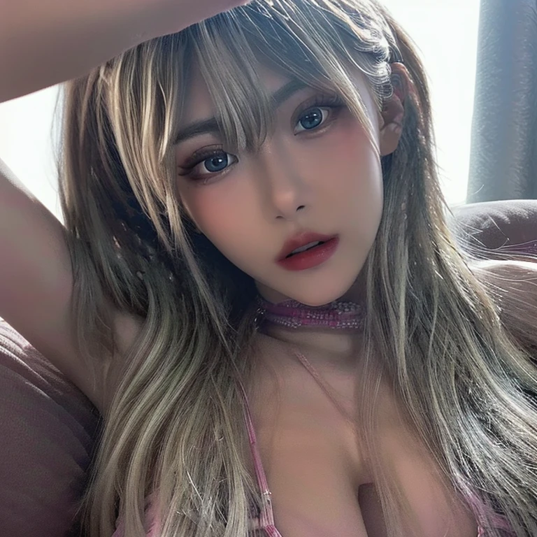 1 Female, Updo, (Ultra Realistic, High resolution), (Highly detailed eyes, Highly detailed hair, Highly detailed face, Highly detailed plump lips), (off shoulder with open chest), chest, Upper Body, Looking for a Smile, (Highest quality:1.4), RAW Photos, (Realistic, photo-Realistic:1.37), Professional photography, Cinematic Light, (Beautiful Face: 1.2),(((Nude 1.5)))、Mid-shot photo 1.4、(((小さいchest1.5)))、Slim body type、Bedroom