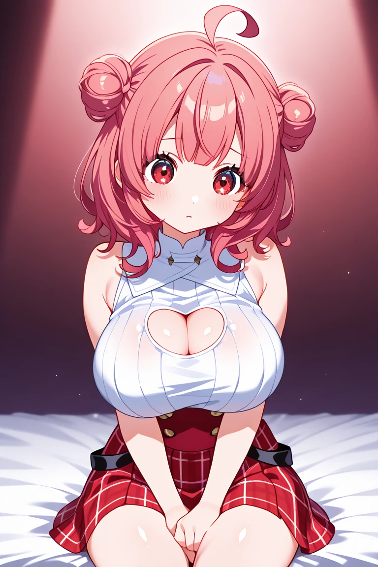 by by buta99, by chelodoy, by spikedmauler, by cervina7, solo, female, standing, looking at viewer, ((hair,)), lips, eyelashes, eyeliner, tan skin, pink eyes, sexy, light brown hair, curly hair, Afro hair, long brown hair, skinny, huge thighs, kawaii sparkles, sexy, sexy pose, , women, pink Princess, sparkly background, big eyes, pink eyes, straight on, soft, pink background, facing viewer, hearts, define, sexy, moaning , tan skin, cartoon style, sexy, pink bra, big eyes, long brown hair, massive hips, mini skirt, tan skin, pastel, pink background, tan skin, sexy, pastel background, from front, big , front, facing viewer, pink mini skirt, pink shirt, white thigh high socks, brown hair, adult, tall, milf body, hot body