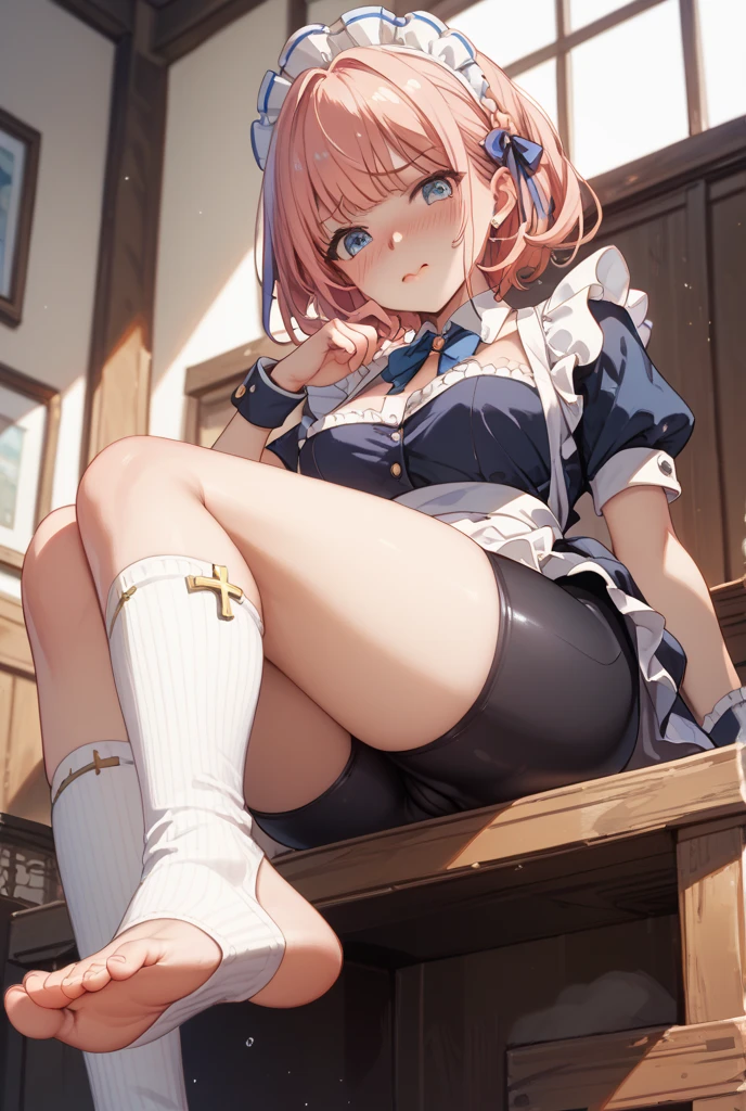 A close-up shot of the face of the ringleader of a bullying suicide., her bright smile and sparkling eyes gleaming with satisfaction as she revels in her manipulation. Her porcelain doll-like complexion glows under soft, warm lighting, highlighting her delicate features. She's dressed in a crisp white , complete with a neat bow tie, emphasizing her innocence and vulnerability. Framed by the subtle blur of out-of-focus background, she stands confidently, one hand resting on her hip as if daring anyone to challenge her reign., spread legs, Beautiful crotch, soft thighs, Straight-on, from below, Snigger looks, pink lips, blush, sukebe, huge breast, double-breasted, under bust, skirt lift by myself, showing panties, bulge, camel toe, Love juice, pussy juice, sweat, moisture, urine leakage, little femme fatale, little evil bitch