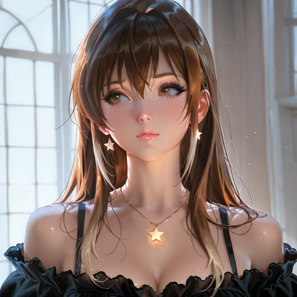 (8k, ultra high resolution, best masterpiece, Highest quality:1.2), Extremely detailed, thorough resolution, (realistic, realistic photo: 1.37), Portrait, Focus on eyes, high definition RAW photograph, professionally arrested, high definition and beautiful, UHD 8K Image photo, Volumetric Lighting, Soft Light, frank, Professional photography, highly detailed beautiful girl, Ultra detailed and delicate face, (Finely defined eyes), Extremely detailed eyes, Precise shape nose, expressive lips, fine texture skin, (HD skin:1.2), The fingers were neatly outlined, Every feature is meticulously displayed, one story, (20:1.2), Twenty generations, cute girl, Brown hair, Long straight hair, shiny amber eyes, Red lips, perfect anatomy, HD background is not blurred, particle, realistic, Amazing details, 8k Ultra HD, high quality, CG unity, C4D render, 3D rendering