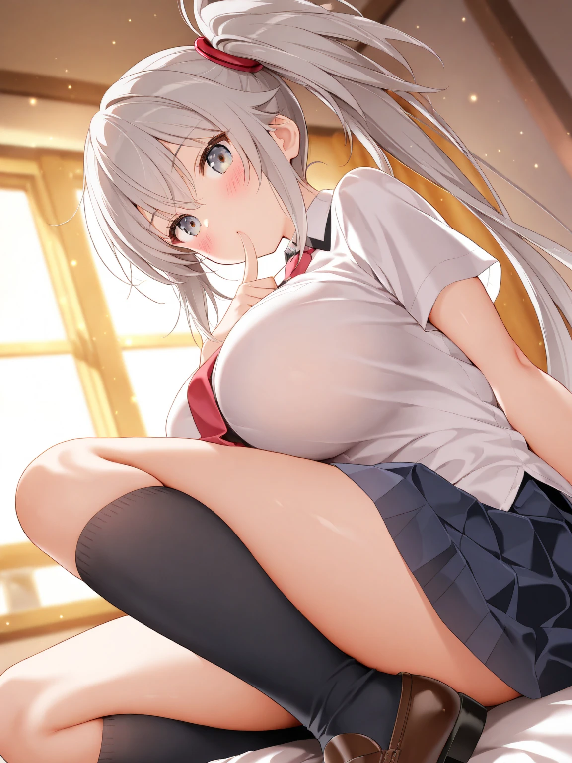big breasted schoolgirl
school uniform
white shirt
transparent nipples
black skirt
Pussy
((Cowgirl position))
a girl straddles a boy
(((triangular sitting)))
((sex))
one man
one penis
Sweat
straddling
((The girl is lifting her hips))
((Girl cumming with eyes closed))