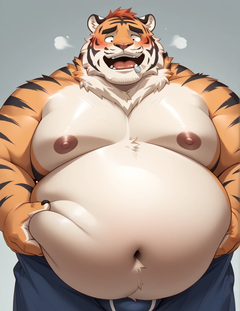 axel cosmas , solo, jockstrap, plump, huge, bedroom background, nipples, big fat belly, big ass, eyes shut, standing, 5 fingers, musclegut body, lineart, normal eyes, wet body, macro body, massive body, huge pecs, very wide