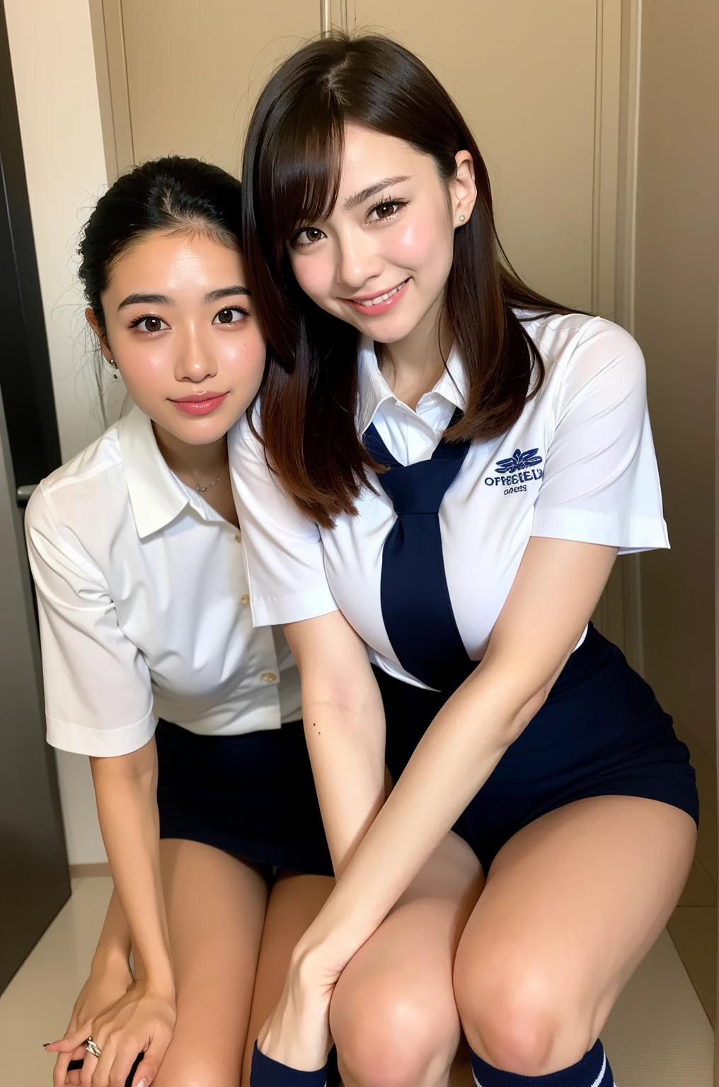 Qualidade Superior、alta resolução、extremamente detalhado、obra prima、foto crua、realisitic、Fotorrealcitic、muito delicado e bonito.、detalhe delicado、pele texturizada、1 cinta、sozinho、soio、Menina japonesa de 18 anos、Wearing a high school uniform、sala de aula、(Camera-facing body:1.3)、(Sente-se em uma cadeira escolar com as pernas abertas para os lados:1.2)、(Mostre-me sua calcinha branca:1.2)、Jaqueta azul escura e saia xadrez、camisas brancas、amarrar、Black Loafer's face is very beautiful.:1.5)、alto、brown hair、(pernas nuas:1.1)、perfectly proportions、(Do not expose the upper body)、(Em SFW)
