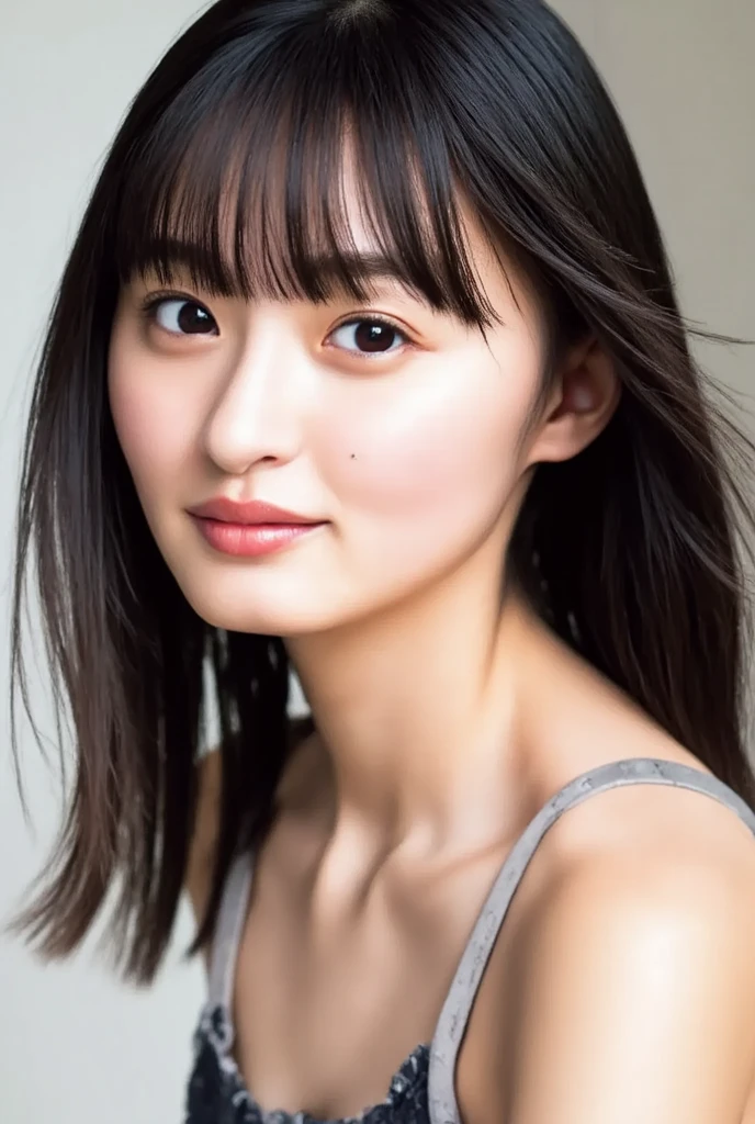 A woman in her 50s、five〇age、A little old、Big Breasts、camisole、(Corridors in Japan、Some of her hair is sky blue:1.4)、White wall、(A room with a white wall and a window)、((highest quality、8k、masterpiece:1.3))、Ultra-high resolution、(photoGenuineistic:1.4)、RAW Photos、Japanese,(Detailed aspect)、Genuine、Photographed in natural light、Highly detailed face and skin texture、Highly detailed lips、The correct state of the human body、Shortcuts、Black Hair、Various poses、Natural color lip、Upper Body