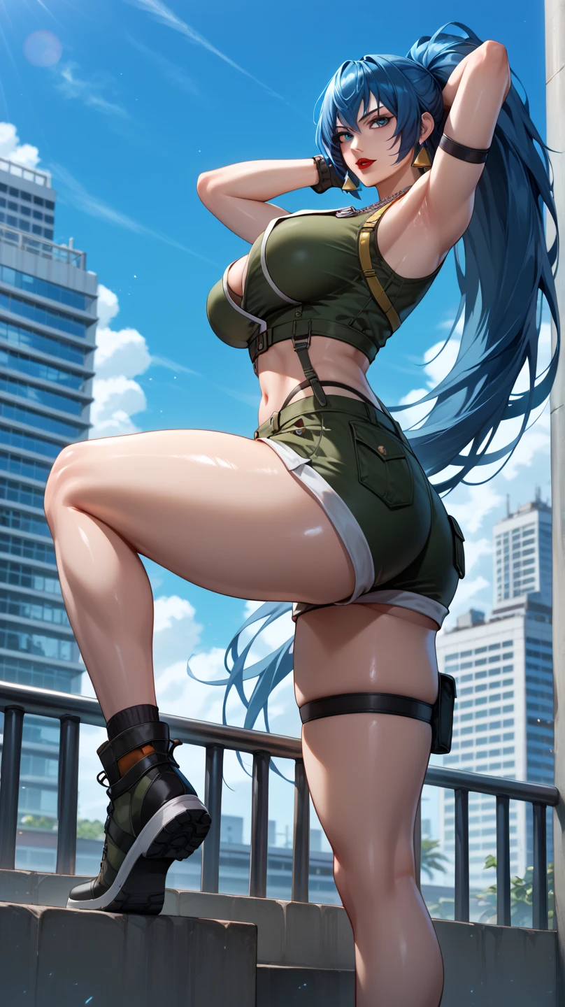 Giantess with firm , long sexy legs, yellow hair and in bikini is lying on the ground, while the city at her feet burns in flames for the destruction she has caused, while people run away from her, so as not to die crushed by her heels. Giantess, goddess, macrophilia, curvaceous body, hentai, fetish, sexy legs, bikini, high heels, high quality