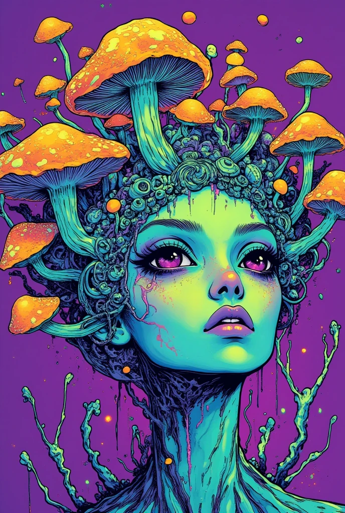 Moebius (Jean Giraud) Style - A picture by Jean Giraud Moebius, ((masterpiece)), ((best quality)), (masterpiece, highest quality), (masterpiece), (masterpiece, best quality),
futuristic style A beautiful illustration of the mathematics of a tattooed alien, digital art, rainbow colors, very detailed face, magical mushroom forest in the background .
sleek, modern, ultramodern, high tech, detailed, blacklight makeup PsyAI, Psychedelic, Visionary art, DMT, LSD style by Moebius