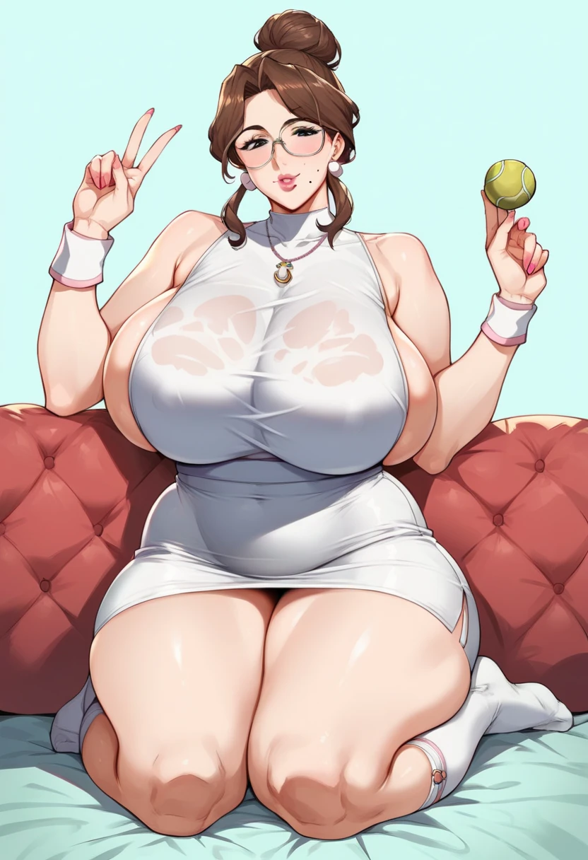 Masterpiece, 1girll, yukino yukinoshita, Glowing eyes, White sneakers, tennis wear, White miniskirt, White panties, White knee socks, Masterpiece, Top quality,  Hyper-detailed, Blue sky, grabbing her own breasts,Pregnant belly，Pregnant belly， Masterpiece,Best quality,absurderes,2D,((Anime screencap)),1girll,Cute,Expressive hair,Long hair,(Large breasts),bouncing breasts,(pregnant:0.9),ahegao,Long shirt,vibrator in thighhighs,(((Trembling))),Outdoors,street
