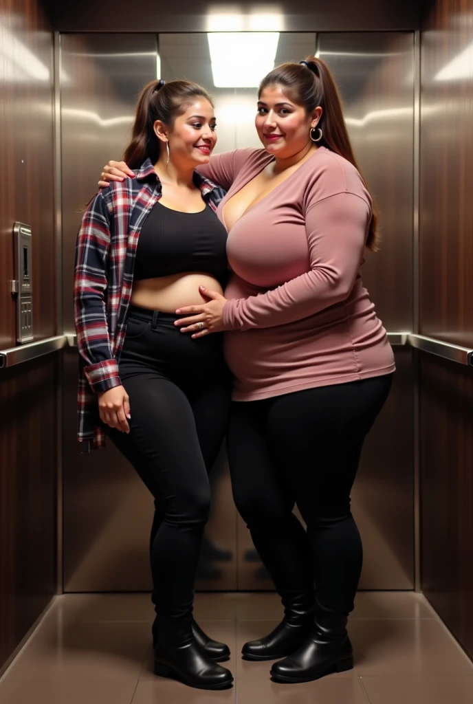 Cuckold chubby mature thic bbw white (56 fifty-six years old) hotwife, brown long hair, chubby belly,wearing pink sportswear, golden necklace, kissing with tall man,smiley expression,walking in the forest,full of people walking, illustrations, ultra-detailed, realistic, vivid colors, full body picture, warm tones, soft lighting, view from the side
