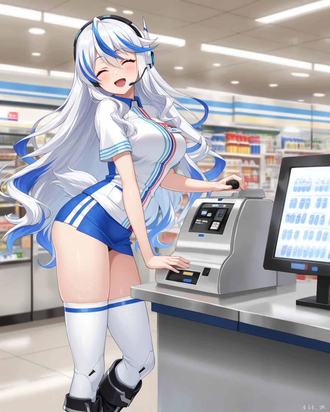 ((masterpiece)),(school swimwear),(small breasts),holding a water bottle
BREAK
(silver hair),beautiful detailed eyes,aqua eyes,15 years old,messy long hair,delicate beautiful face,vending machine,school,strong sunlight