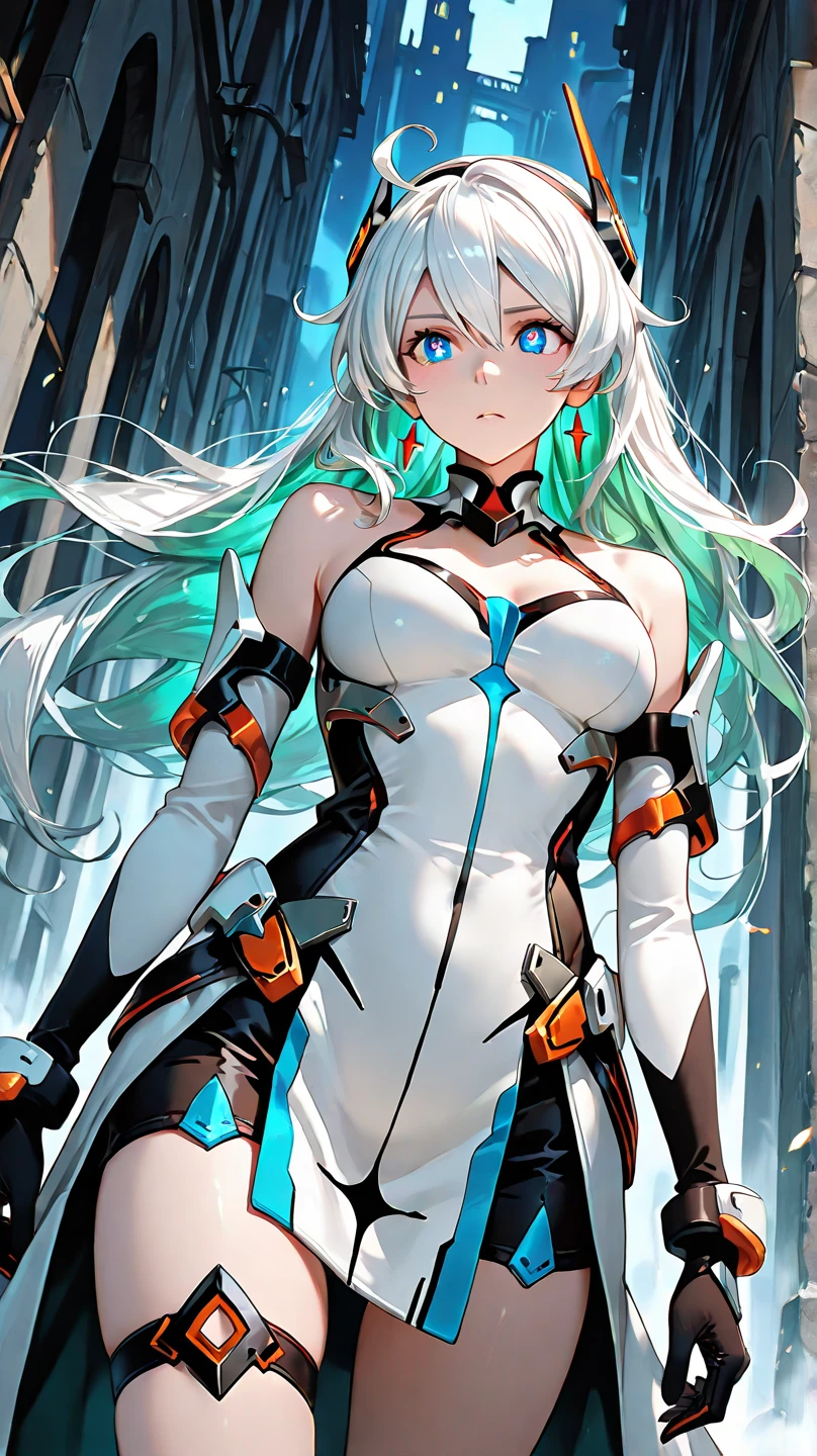 Anime, Girl, (((1girl))), (((Waifu, Xenoblade Chronicles 2, Pneuma Waifu))), Techwear, (((Seafoam Green Hair, Long Hair))), ((Seafoam Green Eyes eyes:1.3, Upturned Eyes: 1, Perfect Eyes, Beautiful Detailed Eyes, Gradient eyes: 1, Finely Detailed Beautiful Eyes: 1, Symmetrical Eyes: 1, Big Highlight On Eyes: 1.2)), (((Lustrous Skin: 1.5, Bright Skin: 1.5, Skin Fair, Shiny Skin, Very Shiny Skin, Shiny Body, Plastic Glitter Skin, Exaggerated Shiny Skin, Illuminated Skin))), (Detailed Body, (Detailed Face)), Young, Idol Pose, (Best Quality), (((Military Uniform, Miliraty Cap, Military Coat, Thigh-high Heeled Boots))), High Resolution, Sharp Focus, Ultra Detailed, Extremely Detailed, Extremely High Quality Artwork, (Realistic, Photorealistic: 1.37), 8k_Wallpaper, (Extremely Detailed CG 8k), (Very Fine 8K CG), ((Hyper Super Ultra Detailed Perfect Piece)), (((Flawlessmasterpiece))), Illustration, Vibrant Colors, (Intricate), High Contrast, Selective Lighting, Double Exposure, HDR (High Dynamic Range), Post-processing, Background Blur