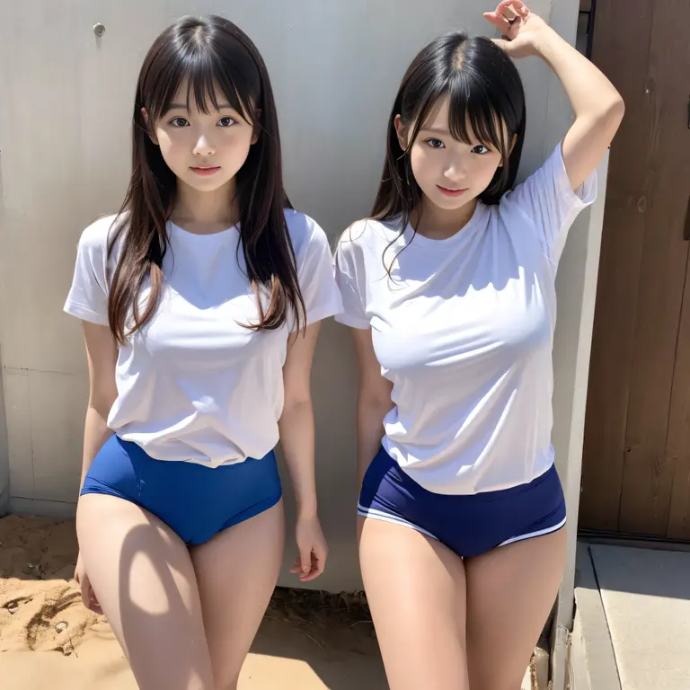 (Track and Field Costumes、High leg、Short-sleeved T-shirt、Ass、Black Hair、Big Ass、Country parks、Outdoor、Thong、Big Assをこちらに向ける)、Extremely sexy、Glamorous Body、smile、Professional Lighting、Small waist、Beautiful adult woman、Captivating thighs、Very large breasts、Cleavage、Are standing、Cowboy Shot