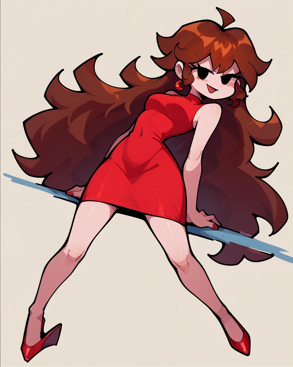 (graphic novel illustration, lineart:1.5),white background, shadow, strappado, bound wrists, a beautiful woman, long hair, , looking at viewer, from front, (bent over), bound wrists, full body, flat color, narrow waist, biting lips, very short black dress, barefoot ,red rope, thin, shadow, arms up, wide hips, hourglass figure
