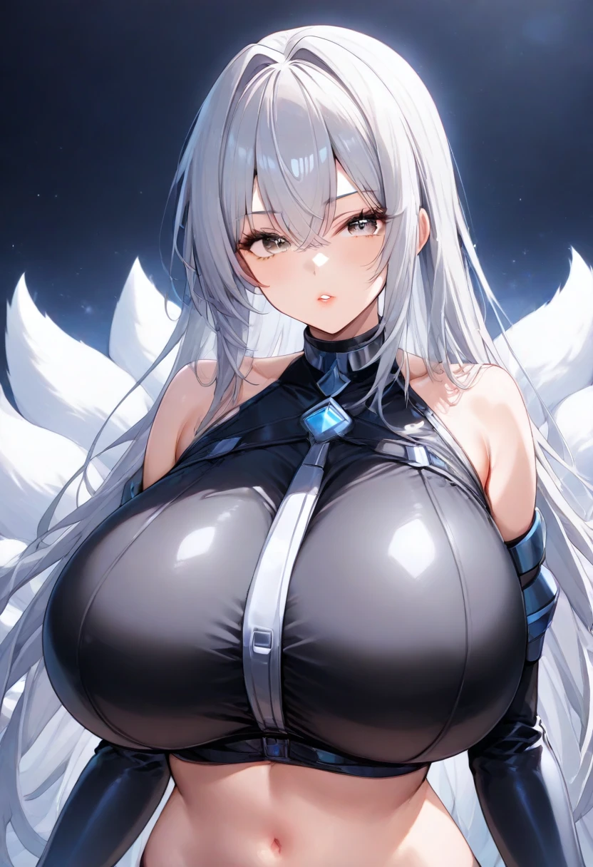 4K,High resolution, (Highly detailed CG,8K,wallpaper)、One Woman,(Clean detailed eyes),(parasail),((NSFW)),(Large Breasts),(Super chest),(Huge breasts),(Huge breasts),(((長く尖ったHuge breasts))),(Beautiful and shapely breasts),((Big beautiful nipples))Top view,((Silver Hair、Cute hairstyle))