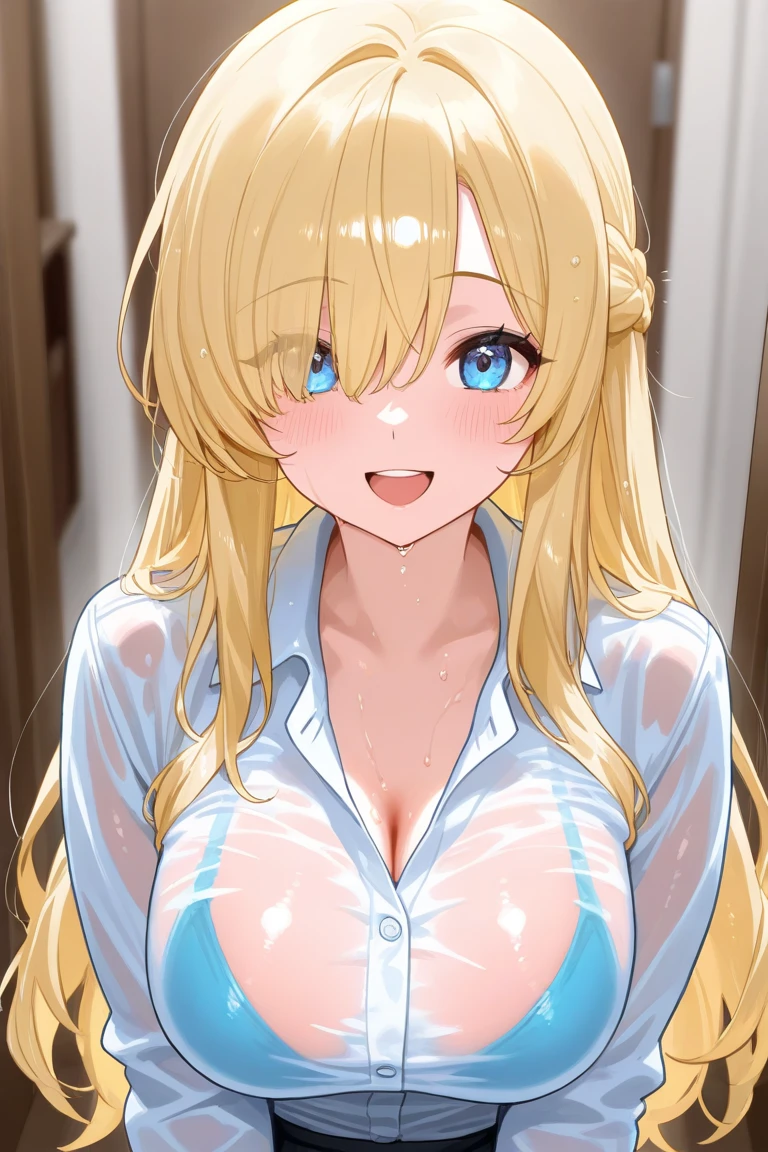 masterpiece, highest quality, High resolution, (1 Girl), masterpiece, highest quality, High resolution, (cum on breasts and cum on face:1.5), Sailor Venus, aino minako, Blonde Hair, blue eyes, on bed, bedroom,