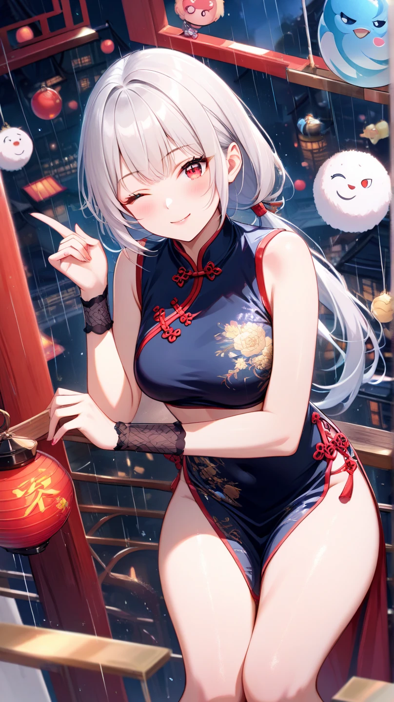 <lora:anchorage_XL_v1.0:0.8>,anchorage_\(azur lane\),china dress, hair bun, long hair,lace-trimmed legwear,garter_belt,black legwear, night, ;d, night,paper lantern,BREAK, english text, ("Happy New Year!") BREAK,sitting,, masterpiece, best quality,