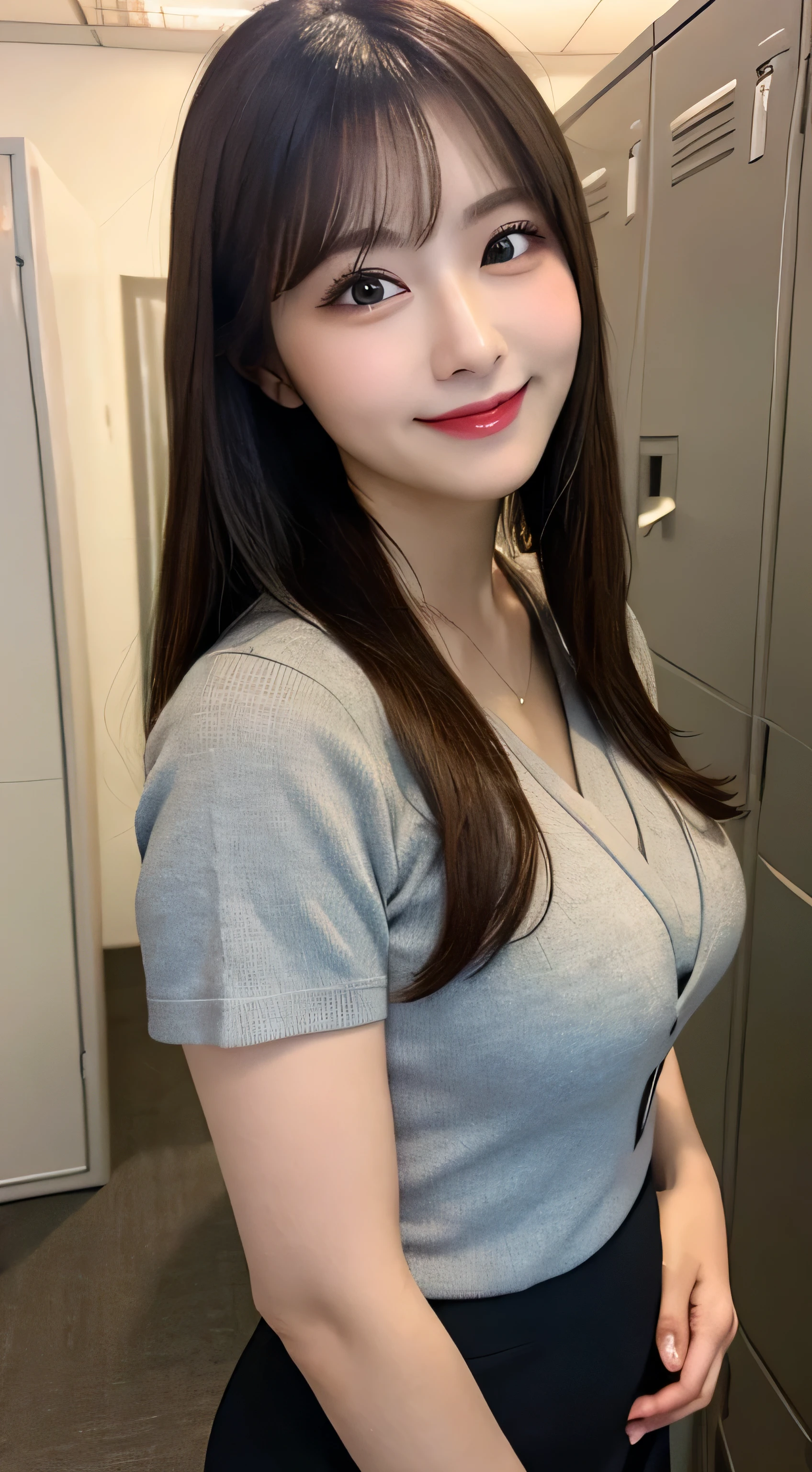 A girl of about 46 years old,simplicity,Extremely beautiful and delicate,(light make-up),Black color hair,A sweet smile,Delicate and beautiful fair skin,Realistic and realistic,exquisite and complete facial features,Detailed depiction of the face,tall nose bridge,Red lips,Beautiful, gentle and beautiful girl,Smooth hair,extremely detail hair,Feminine temperament,Fill your face light,hyper realisitc,photorealestic,8K quality,extremy detailed,Realistic details,Works of masters,Realistic to the extreme,big breasts body,Beautiful,Pure desire,Stunning beauty,Peerless beauty,Highest image quality,8K分辨率,goddes,ssmile,Fine facial features,Hair over the shoulder,A brown-haired,Large long thick legs,(((High-waisted French top))),(((short skirt))),rays of sunshine,facing at camera,The body is well-proportioned and firm,Gentle eyes,Exposing thighs,stand posture,Stand inside the mall,Full body photo