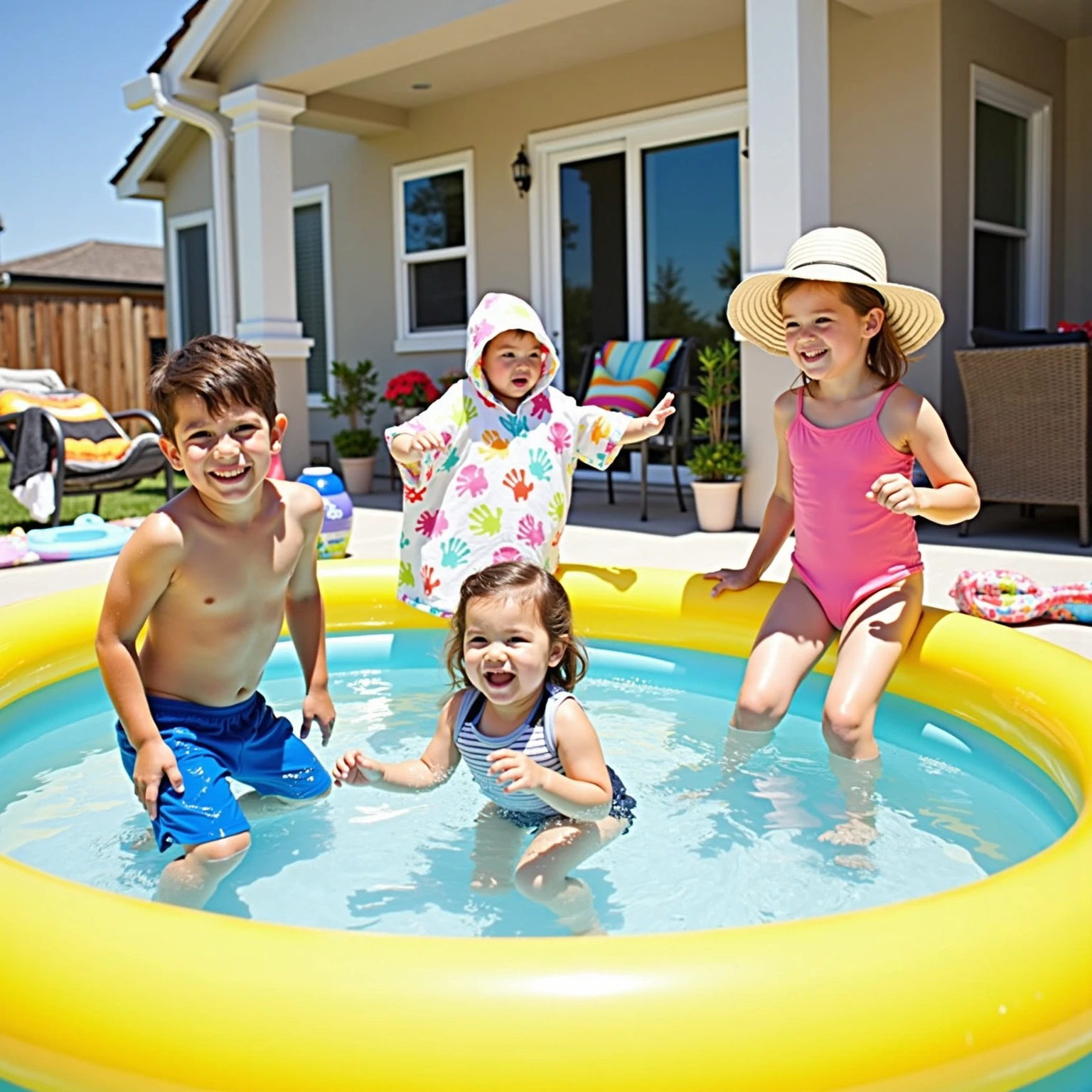 Two Children In Pool With Inflatable Rings Stock Image, em uma piscina, tubos para piscina, Jogar na piscina, pessoas nadando, sentado na piscina, summer swimming party, in the water, floating in water, Festa na piscina, em uma piscina luxuosa, in water, ao lado de uma piscina, gofl course and swimming, Shutterstock, em um lago