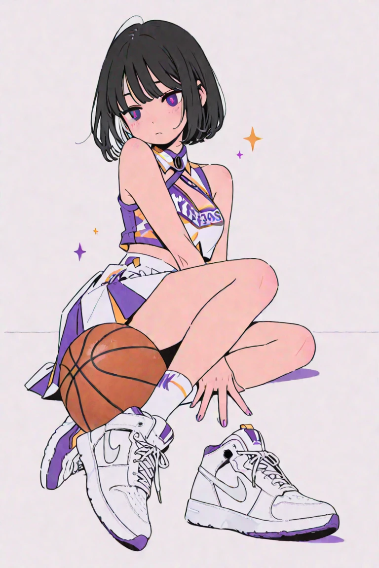 (masterpiece, Highest quality:1.2), 1 sexy woman, alone, A loose fitting jumper, short, Basketball Shoes, Ankle socks, whole body, pastel colour