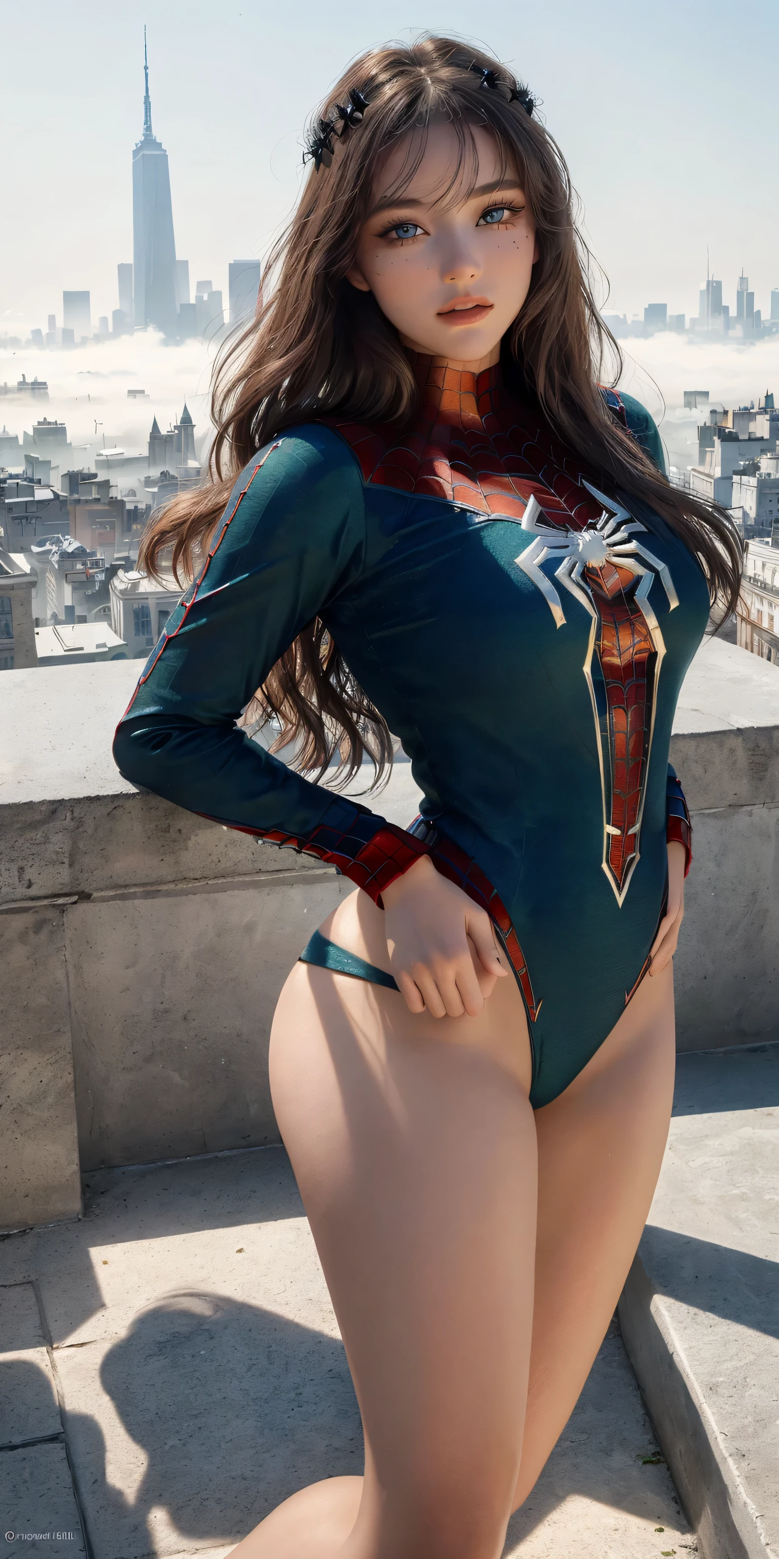 （tmasterpiece，top Quority，best qualtiy，offcial art，Beautiful and aesthetic：1.2），（1girll），Spidey，Female Spider-Man，Red Spider-Man suit，Extremely detailed，Colorful，highestdetailed，offcial art，统一 8k 壁纸，ultra - detailed，Beautiful and aesthetic，big breasts beautiful，tmasterpiece，best qualtiy，（zentangle，datura，Tangles，entangled），holy rays，gold foil，Gold leaf art，glitter drawing，Spidey，PerfectNwsjMajic