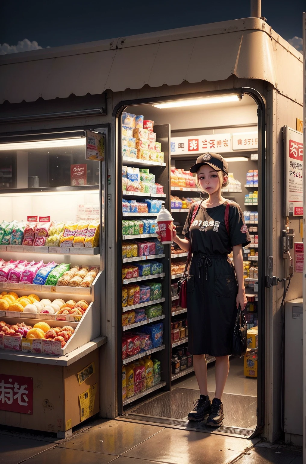 hijab, dress, vending machine