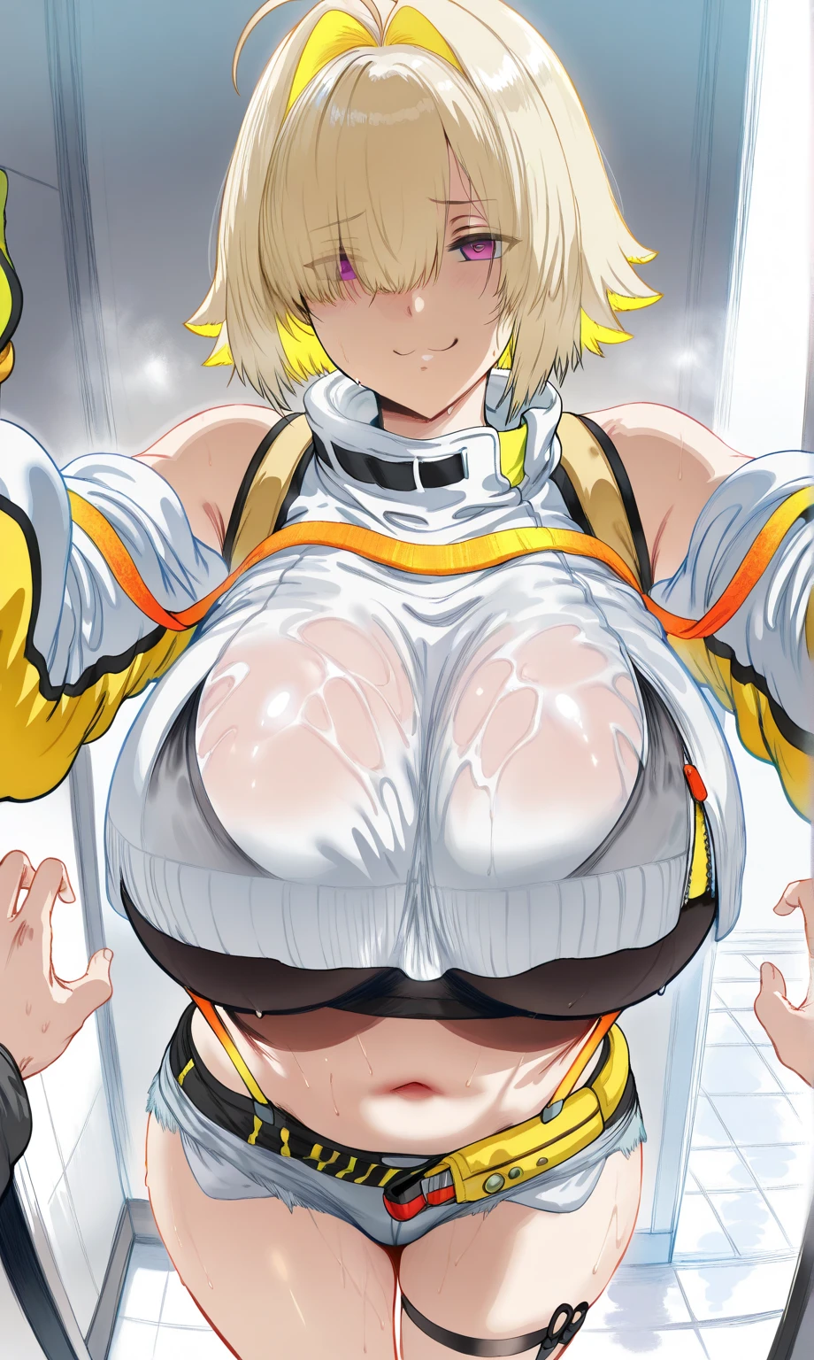 yellow bimbo girl with huge breasts