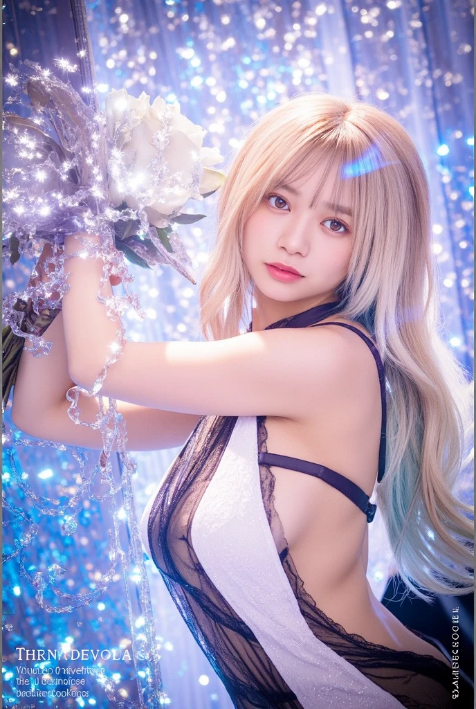 8K, masutepiece, RAW photo, Best quality, Photorealistic, Highly detailed CG unity 8k wallpaper, depth of fields, Cinematic light, Lens flare, Ray tracing, (Extremely beautiful face, Beautiful lips, Beautiful eyes), intricate detail face, ((ultra detailed skin)) 1girl in, In the dark, deepshadow, Pretty Korean girl, Kpop idol,(Very slim and slender for muscular bodies:1.3), ((view the viewer)),(Big smile:1.3), (Tight midi dress), (Injection sleeve) , (Fashion night, (neon lights sign), (big buildings), Fashion Street Night),(No Man), (no people in background:1.3), Pretty Korean girl, White diamond earrings, diamond bracelet, adiamondnecklace, Pantyhose, Clear eyes, Walking , front footage, (Pale skin), Face forward, (Big eyes), ((Full body shot from toes to head)), ((Sheer fabric sheer silver-toned mini dress)), (brown hairs) (view the viewer:1.3), (see through), (Thong panties), open breast, Very slim, Long legs, Medium breasts, (Nipple protrusion:1.4)