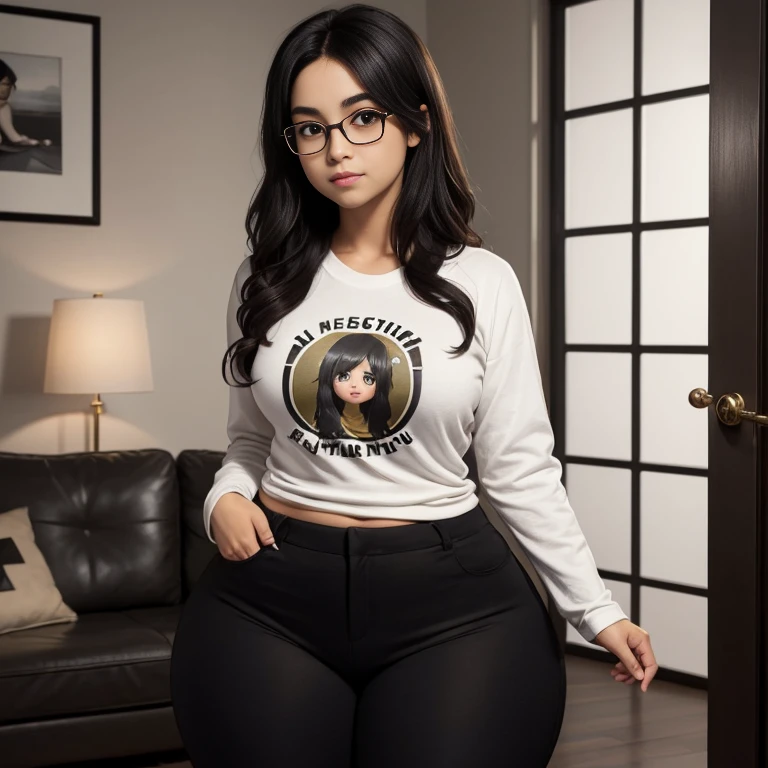 Mujer con camisa negra sosteniendo una copa amarilla y posando para una foto, Thicc, muslos expuestos!!!, (((Muscle legs)))the super hot and sexy, typical cryptocurrency nerd, el extremadamente caliente y sexy, (SFW) Seguro para el trabajo, con una taza blanca, Huge cup of coffee, con una bebida, is ((drink a cup of tea)), Tiro de medio cuerpo