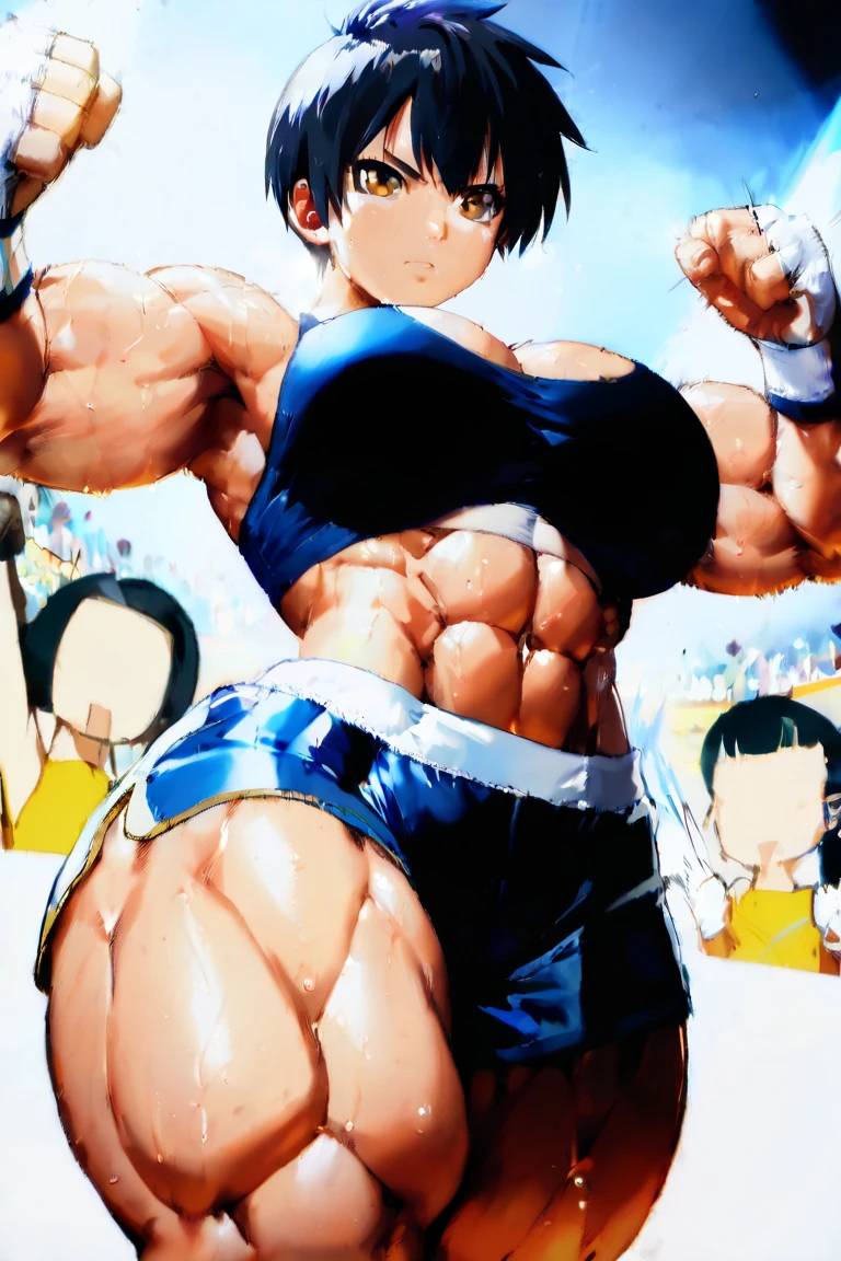 8K,master piece,アニメ,Perfect Anatomy,Suguha Kirigaya,1female,crossed eyes,(rolling eyes),open mouth,(tongue out),(crying),underboob,(highleg),((lowrise micro skirt)),short hair,large breasts,(slim body)