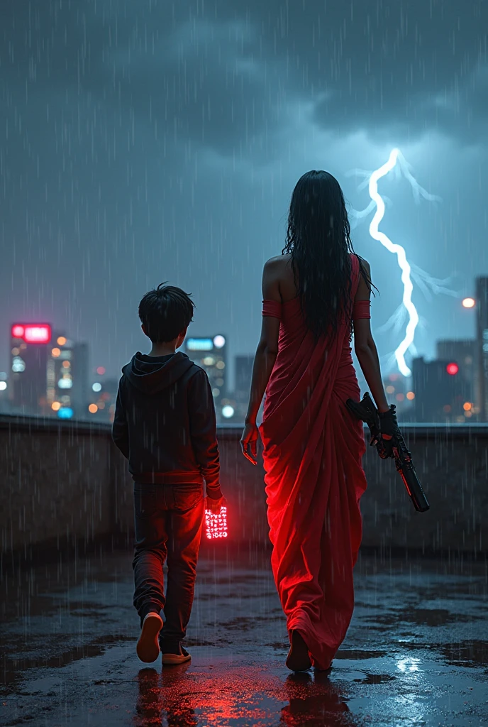 A teenager wearing a crop top and a skirt, a boy must be torturing her belly button with a taser gun, and the taser gun must throw a thunder to the middle of her belly button