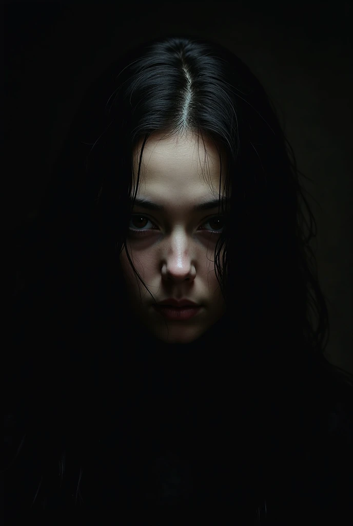 portrait, upper-body, natural-sunlight, dark-background, ominous, cinematic,
