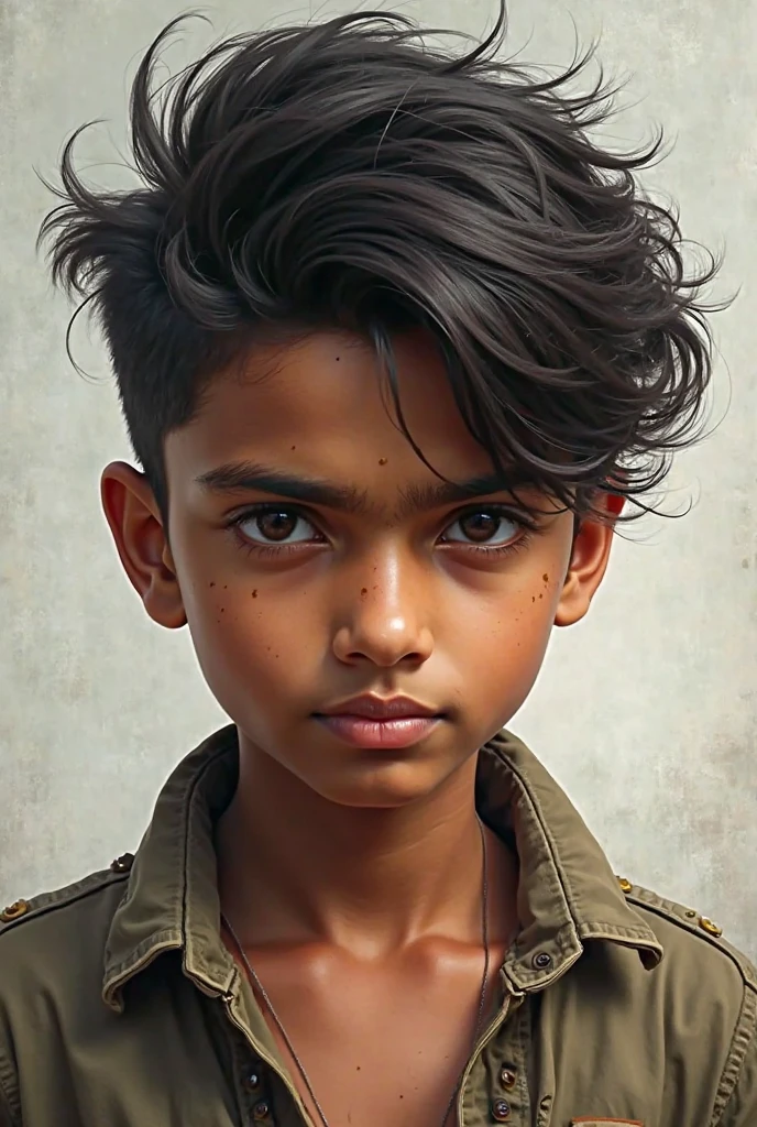 Nepali boy having light black hair The side-parted comb-over and eyes and light skin who looks realistic as possible and human
