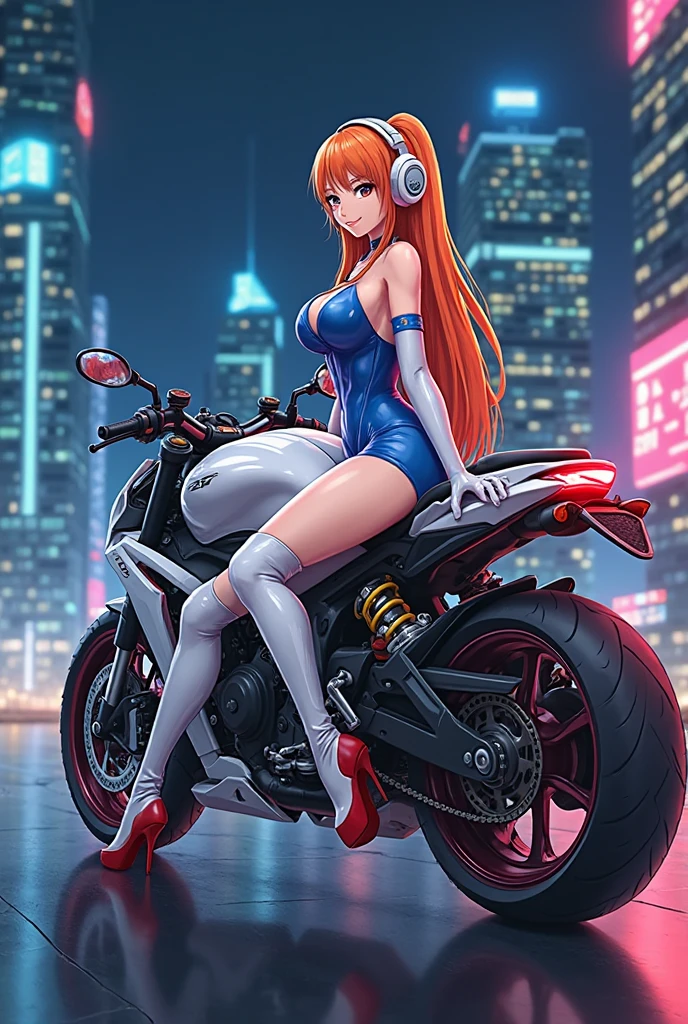 「((top-quality)), ((Best Retail)), (high level of detail: 1.3),。.。.3D、Beautiful fece(cyberpunked: 1.3)Hacker Woman、Female Spy、Riding a motorcycle