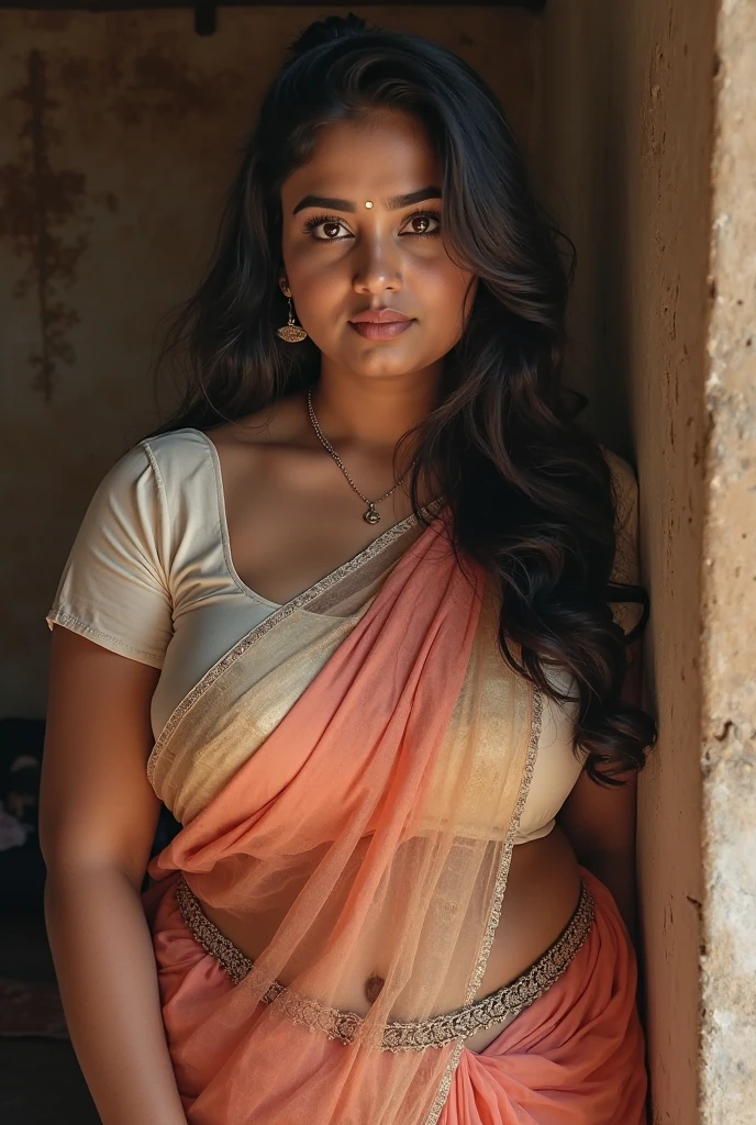 a woman in a white sari sitting on steps, a picture by Thota Vaikuntham, featured on pexels, samikshavad, white background, movie still, lovely