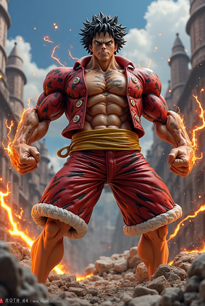 1 male, luffy, one piece, smiling, full body, Facial features carefully detailed, hands carefully depicted, very muscular, doing crab pose muscle flex, dark background, 8k, best quality
