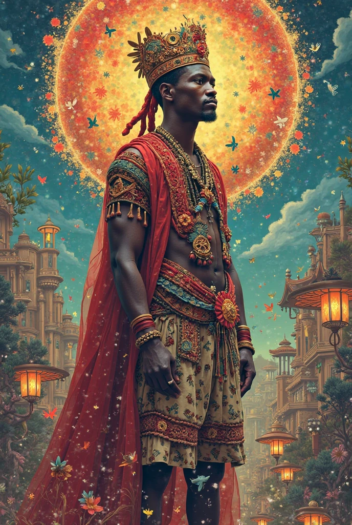 Psychedelic male Wakanda music Marvel style