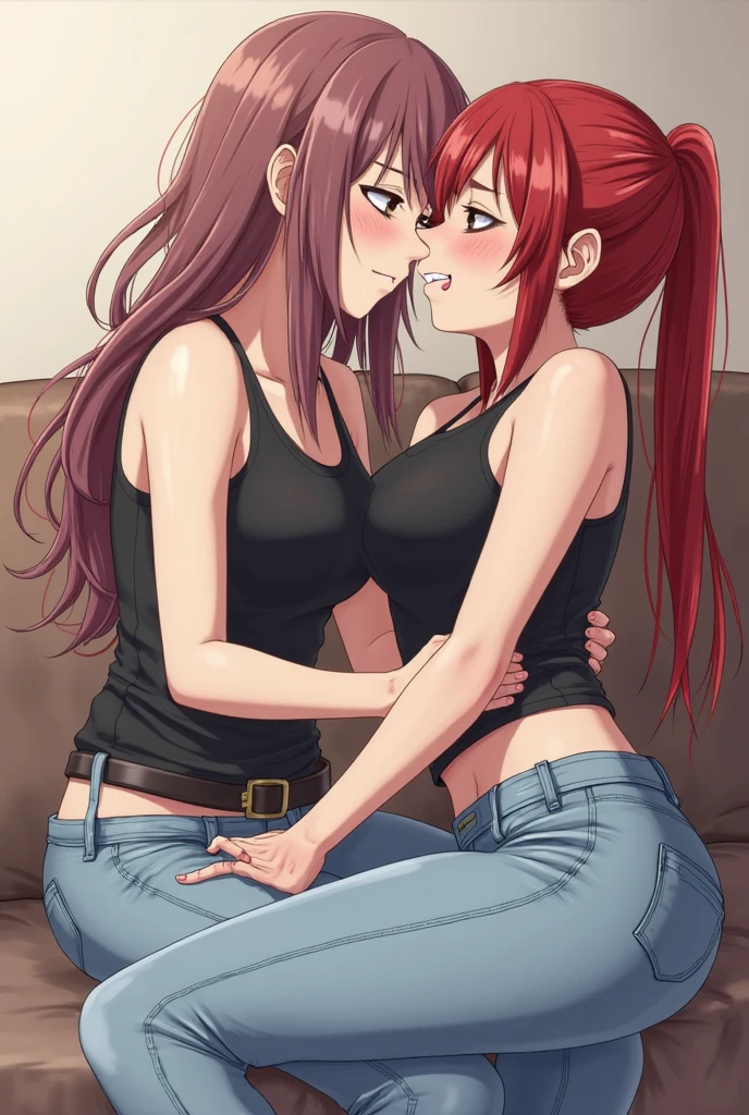 (Highest quality, High resolution), アニメ, ((Two people)), ((girls gives sex to futanari:1.4)), (projectile cum:1.2),  futanari, sex, doggy style, cute girls