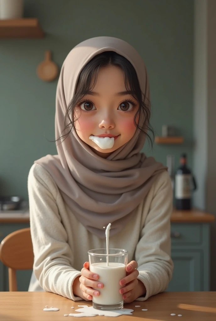 hijab girl gets mayonnaise on her face