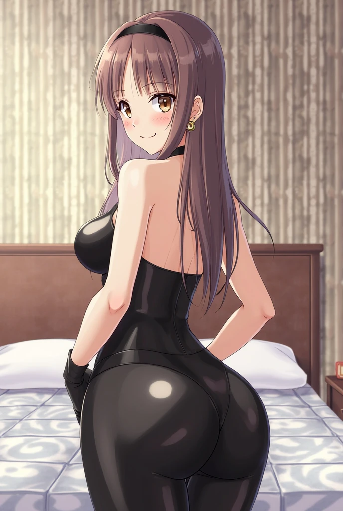 Yor_Forger, 1girl, solo, long hair, looking at viewer, blush, large breasts, black hair, red eyes, navel, jewelry, closed mouth, collarbone, long untied hair, free hair,, hairband, earrings, ,standing, bunny ear, bunny suit, cleavage, panties, medium breasts,
, masterpiece, best quality, highly detailed, indoors
extremely detailed hair, shiny hair, disheveled hair, masterpiece, best quality,, (waifu, anime, exceptional, best aesthetic, new, newest, best quality, masterpiece, extremely detailed:1.2),