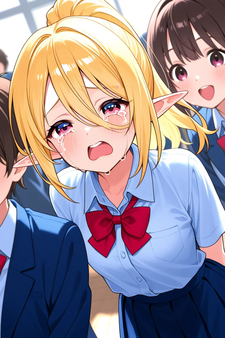 :3, Highest quality、Blue Uniform、skirt open、Long wide skirt、cute、blush、Watery eye、Sex、Creampie、Drooling pulls a thread、Semen overflowing、A lot of semen、Wet、Anime H、Anime Images, Violent Rape、Trembling、(One man), Insert the big penis、(uterus at viewer penis inserted into pussy from cross section looking through)