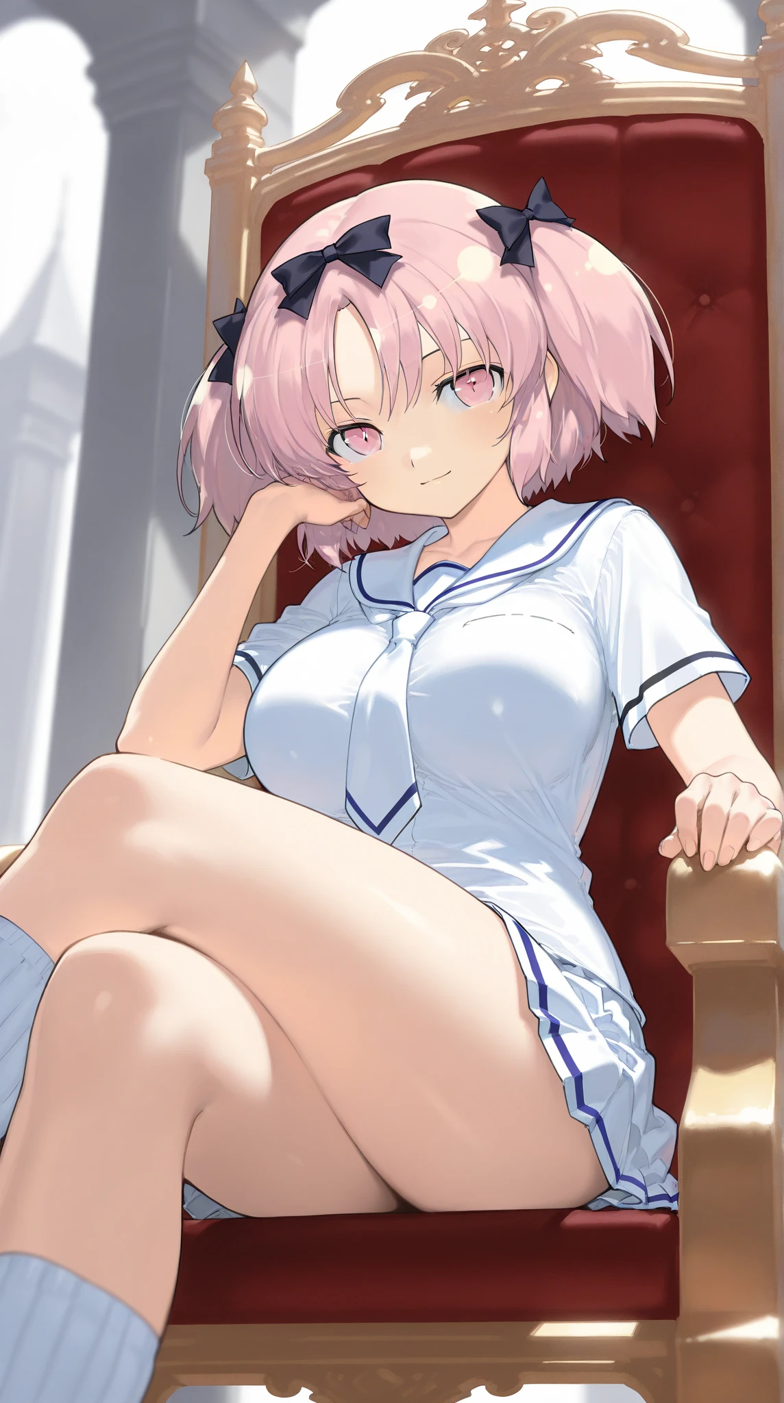 Pink hair Pink eyes、 girl、Small breasts、Hair Bun、girl、Small breasts、A cheerful smile、Looks about 15 years old、Petan Musume、He is short、gym、【prompt】

BREAK (Japanese school old style sportswear:1.3), ((soft cotton material, non-shiny material):1.3), (oversized soft cotton short sleeve white tunic with U-neck:1.4), (blue lines on tops outline:1.3), ((Slim fit, closed-fitting) (deep-blue panties shorts, soft cotton deep-blue competition micro shorts, soft cotton deep-blue bloomers):1.3), ((groin, upper thigh skin):1.3), (white socks:1.3), (sports shoes:1.2),