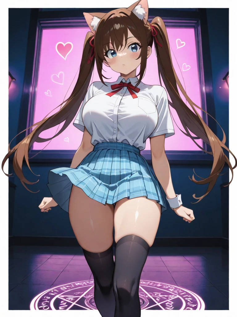 Highest quality,masterpiece,8K,((((1girl)))),((big breasts:1.3)),((orgasm,blush:1.3)),angry,sweat,takamachi nanoha,((school uniform)),((long hair,straight hair:1.3)),((white shirt,blue skirt,mini skirt,lift skirt,upskirt,white thighhighs:1.1)),pussy juice,white panties,walking,((from behind:1.1)),((Kaidan, stairs:1.3)), door, indoors, scenery, tiles, hallway, window, tile floor, wall, ceiling light, shadow,cowboy shot