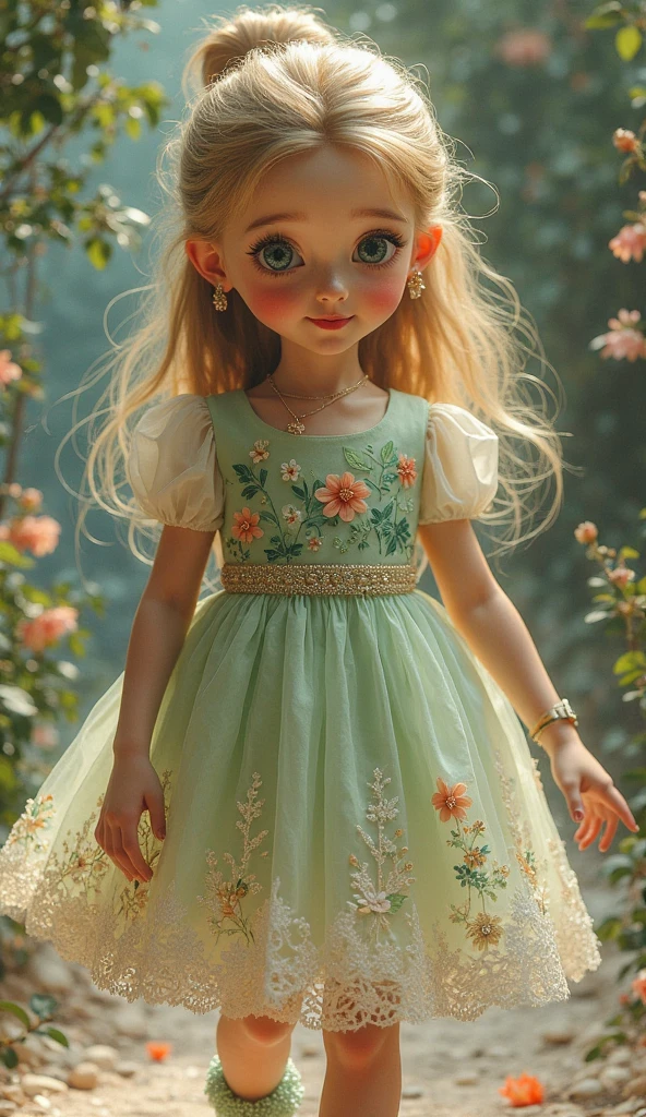 A dress for a girl with a river on the dress