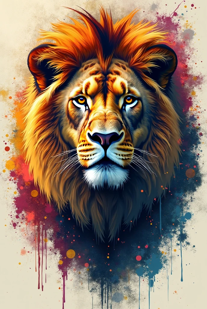 splashart, Lion's head, Well detailed mane ((white backgrounid)), piercingeyes, Epic Instagram, art stations, Color Paint Splash Style+, contour lines, hyperdetailed intricately detailed, Unreal Engine, magnificent, intricate detailes, Splash Screen, Complementary color scheme, Realistic concept art, 8K resolution, Masterpiece of deviance, an oil painting, heavy brushstrokes, Ink Drop, Splash gear