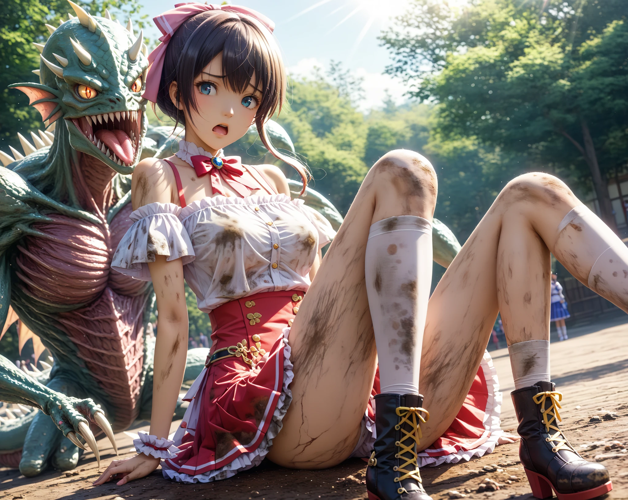 (masterpiece:1.3, top-quality), ultra high res, ultra detailed, (realistic, photorealistic:1.4), beautiful illustration, perfect lighting, colorful, depth of fields, looking at viewer, (face focus, upper body), (((1girl, 独奏))), hight school girl, gravure model, (large breasts:0.8),large ass,(((seductive thighs, skindentation))), (middle hair:1.2, half updo:1.2), light brown hair, bangs, braided bangs, dark brown eyes, drooping eyes, parted lips, shiny skin, beautiful hair, beautiful face, extremely detailed face, beautiful detailed eyes, beautiful clavicle, beautiful body, beautiful chest, beautiful thigh, beautiful legs, beautiful fingers, (detailed cloth texture, orange tops, , (((Goblinsriding, a Goblins is riding a girl))), Goblins, mutiple Goblinss, Goblinss, (((On all fours))), One girl, (underwear:1.1), (Nose hook), reins, collar, Lock, rope, follow, happy trance, smile, hair ornaments, Large Breasts, Huge breasts, Expressionless, emotionless, Hollow Eyes, Hollow Eyes, Mind control, Apocalyptic Background, Multiple Girls, Fight, crowd, Blood splatter, armor, run away, Grab, running, Shorthand, attack, Finding, Torn clothes, Horror, monster, Glowing Eyes, Lucy Heartfilia, Long Hair, Blonde, (Brown eyes:1.5), Hair between the eyes, Side Lock, tattoo,,, garnet necklace, (beautiful scenery), night,, (seductive-smile),((Dark brown eyes)),Oily skin,(((black panties:.15))),large breasts, gigantic breasts, sagging breasts,