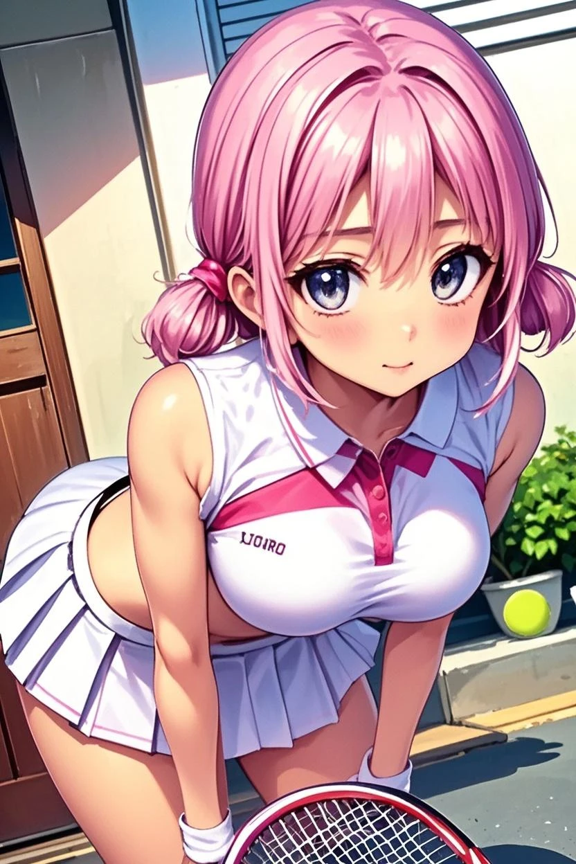 Natsuki from doki doki literature club, natsuki hairstyle, ddlc art style, anime art style, pink hair, pink eyes, short hair, red hair ornament, two side up, small breasts, flat chest, park background, flashing tits, shirt lift, white shirt, black jeans, midriff, exposed breasts, exposed body, erotic smile, nsfw, highres, ultra-detailed, (best quality,4k,highres,masterpiece),subdued colors, vivid colors, professional lighting, detailed lips, detailed eyes, ((orange sunlight)), sunbathing, magnificent lighting, detailed shadows.