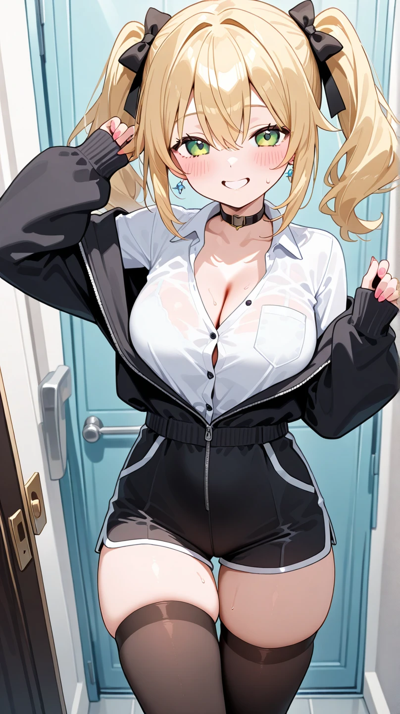 masterpiece, Highest quality, One girl, Prostituteの衣装, Bitch, Prostitute,, Amorous, smile, mini skirt,Showing nipples,Show your vagina,Pink hat,Put sunglasses on your hat,(orgasm:1.6),Big Breasts,