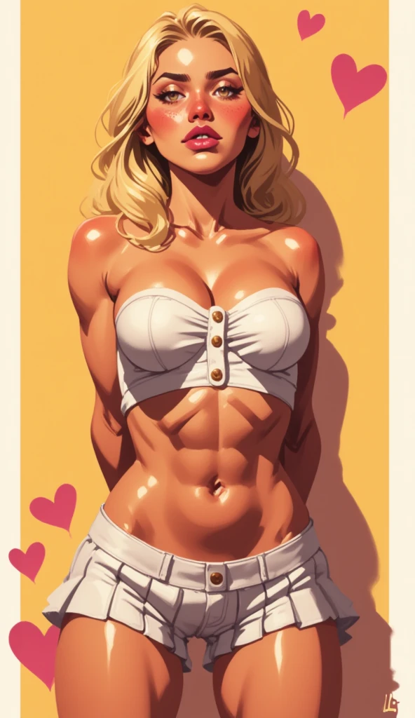 (estilo de desenho animado:1.2), Desenhos de (sol amorosa), Sorriso, olhos perfeitos, rosto detalhado, fundo branco, pose divertida, olhar sedutor,Corpo inteiro , beautiful medium breasts and wonderful body cartoon style digital illustration. young teenage woman in  