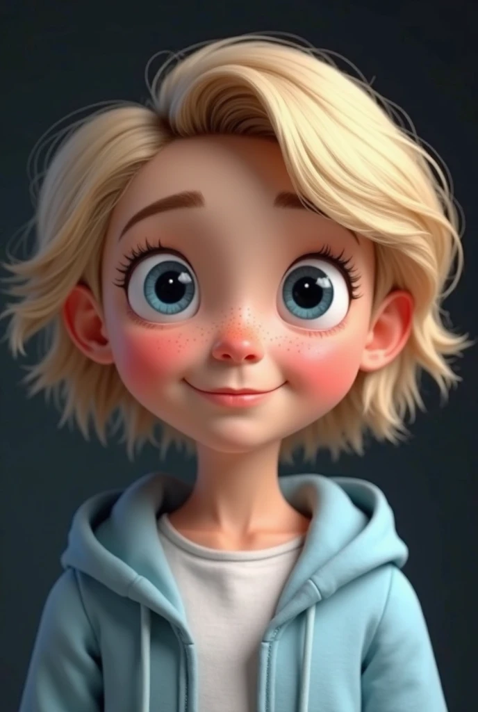(((happy Smile with open mouth, closed teary blue eyes, small hands holding stomach, pointing small finger))), ((chibi)), portrait, (wide open mouth), blue hoodie, wrinkles near the nose, (simple gray background), girl, Young adult, [Nordic:Icelandic:0.5], age 25, Hourglass body, perfect Olive skin, big Oval Face, Long neck, Rounded shoulders, slim fitness arms, Attached Pointed ears, Short blonde Beach Waves pixie haircut Parting centre hair, snub nose, High Round Narrow cheekbones, Dimpled Cheeks, Rounded Chin, Nude Makeup Look, long eyelashes, third breast size, 8k, vray, IMax, hyperrealism, perfect light, bokeh Carl Zeiss 85mm, small depth of field, photorealistic, masterpiece, high resolution, best quality, cinematic shot, ultra-detailed, super realistic, Hyperrealistic art, high-quality, ultra high res, highest detailed, lot of details, Extremely high-resolution details, photographic, realism pushed to extreme, incredibly lifelike, atmospheric perspective (focus on face), realistic skin, soft light, detailed skin, colourful, soft cinematic light, (perfect skin),